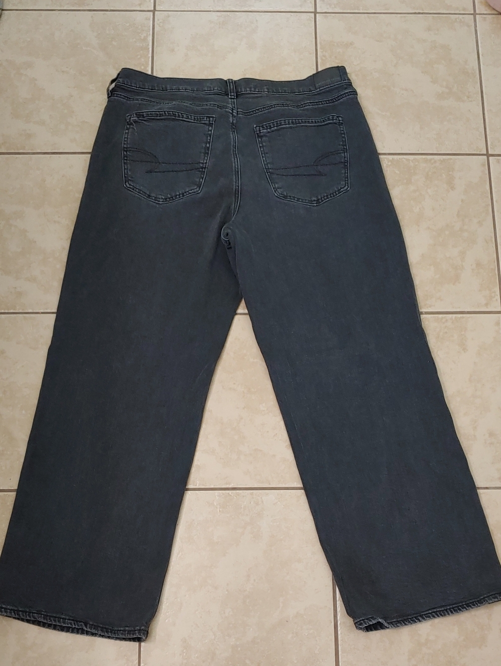 American Eagle Stovepipe Jeans Women's 12 Faded Black Strigid Denim